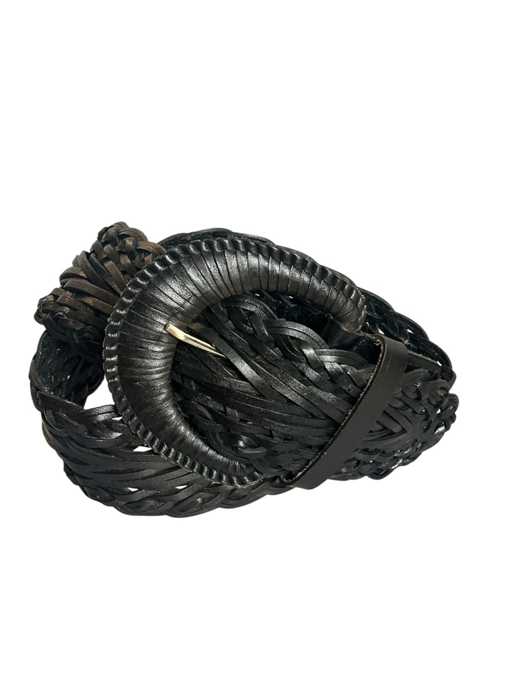 Talbots Espresso Brown Woven Braided Leather Statement Belt NWOT